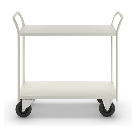 Kongamek Stolový vozík KM41, 2 etáže, d x š x v 1080 x 450 x 975 mm, bílá, 2 otočná a 2 pevná ko
