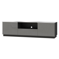 DEJEON televizní stolek 2D1V, černá/šedé sklo