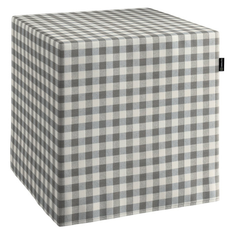 Dekoria Sedák Cube - kostka pevná 40x40x40, šedo - bílá střední kostka, 40 x 40 x 40 cm, Quadro,