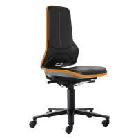 bimos Pracovní otočná židle NEON, kolečka, synchronní mechanika, PU pěna, oranžový flexibilní pá