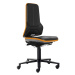 bimos Pracovní otočná židle NEON, kolečka, synchronní mechanika, PU pěna, oranžový flexibilní pá