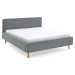 Modro-šedá čalouněná dvoulůžková postel s úložným prostorem a roštem 160x200 cm Mattis – Meise M
