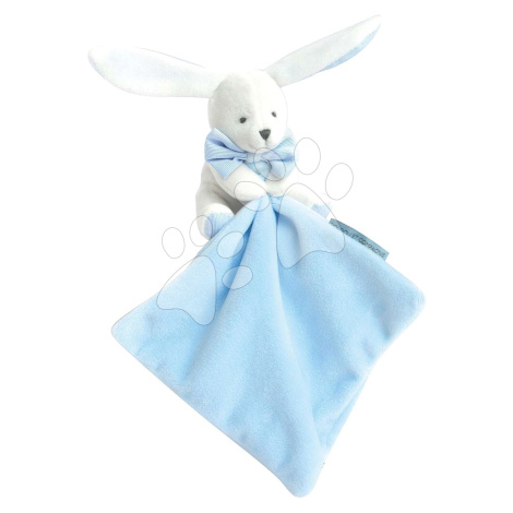 Plyšový zajíček na mazlení Bunny Flower Box Doudou et Compagnie modrý 10 cm v dárkovém balení od