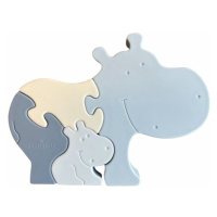 PETÚ PETÚ - Alfie Silikonové puzzle Hippo Blue mix