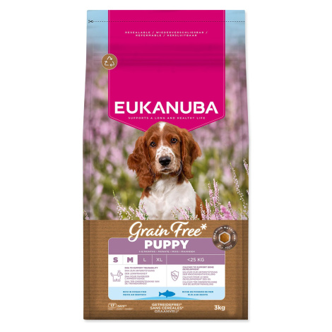 Eukanuba Krmivo Grain Free Puppy Small & Medium rich in ocean fish 3kg