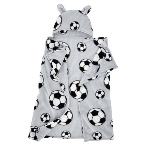 Světle šedá fleecová dětská deka s kapucí 90x125 cm Football – Catherine Lansfield