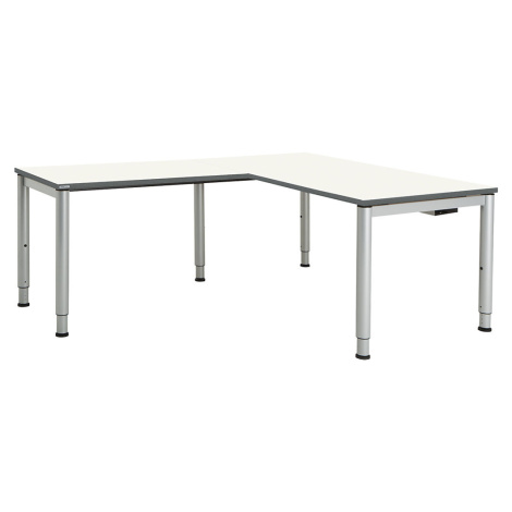 mauser Kombinovaný psací stůl s kruhovými nohami, v x š x h 650 - 850 x 1600 x 800 mm, úhlový ná