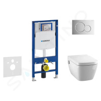 GEBERIT Duofix Modul pro závěsné WC s tlačítkem Sigma01, lesklý chrom + Tece One sprchovací toal
