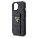 Guess PU Grip Stand 4G Strass Triangle Metal Logo kryt iPhone 15 černý