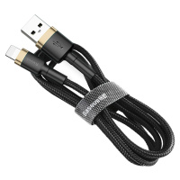 Baseus Cafule extra odolný nylonem opletený kabel USB / Lightning QC3.0 1,5A 2m black-gold