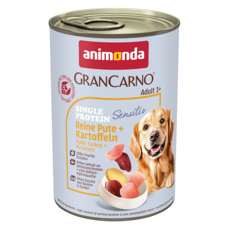 Animonda GranCarno Adult Sensitive 24 × 400 g - čisté krůtí & brambory