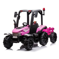 mamido  Dětský elektrický traktor s přívěsem BLT růžový