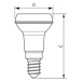 LED žárovka E14 Philips R39 1,8W (30W) teplá bílá (2700K), reflektor 36°