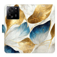 iSaprio flip pouzdro GoldBlue Leaves pro Xiaomi 13T / 13T Pro