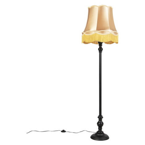 Stojací lampa černá s odstínem Granny gold - Classico QAZQA