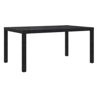 Zahradní stůl 150 × 90 × 75 cm tvrzené sklo a polyratan černý, 316706