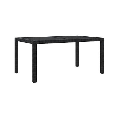 Zahradní stůl 150 × 90 × 75 cm tvrzené sklo a polyratan černý, 316706 SHUMEE