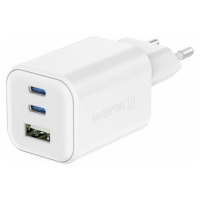 SWISSTEN SÍŤOVÝ ADAPTÉR GaN 2x USB-C 65W PD + 1x USB-A 18W QC BÍLÝ