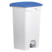 helit Nášlapná nádoba na odpad, objem 90 l, š x v x h 500 x 830 x 410 mm, bílá, modré víko