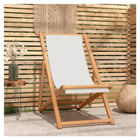 vidaXL Kempingová židle teak 56 x 105 x 96 cm krémová