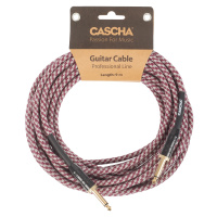 Cascha Professional Line Guitar Cable, Straight, Tweed Red, 9 m