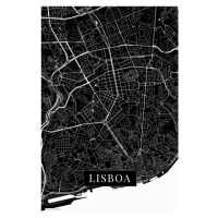 Mapa Lisboa black, (26.7 x 40 cm)