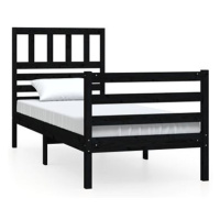 Rám postele černý masivní dřevo 100 × 200 cm, 3101082