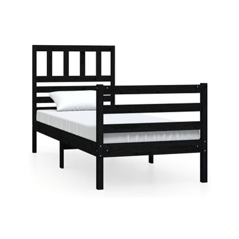 Rám postele černý masivní dřevo 100 × 200 cm, 3101082 SHUMEE