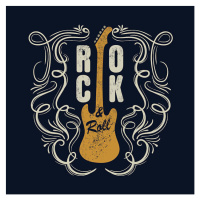 Ilustrace vintage rock and roll typograpic for, kitipol, 40 × 40 cm