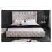 Estila Exkluzivní chesterfield manželská postel Kreon ve světle béžovém odstínu šampaňské 160x20