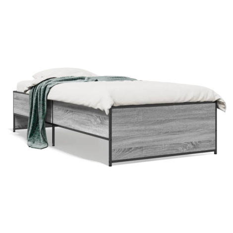 vidaXL Rám postele šedý sonoma 75 x 190 cm kompozitní dřevo a kov