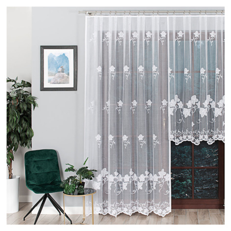 Dekorační vzorovaná záclona KARMINA LONG bílá 200x250 cm (cena za 1 kus dlouhé záclony) MyBestHo