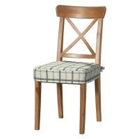 Dekoria Sedák na židli IKEA Ingolf, režný podklad, světle modrá mřížka, židle Inglof, Avignon, 1