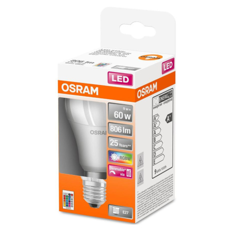 LED žárovka OSRAM A60 RGBW 9W E27 2700K + dálkový ovladač BAUMAX