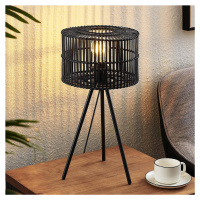 Lindby Bambusová stolní lampa Lindby Rabiya, černá, trojnožka