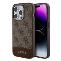 Guess PU 4G Stripe MagSafe Zadní Kryt pro iPhone 15 Pro Brown