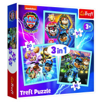 Puzzle 3v1 Mocná štěňata Tlapková patrola/Paw Patrol 20x19,5cm v krabici 28x28x6cm