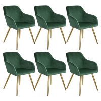 tectake 404000 6 židle marilyn v sametovém vzhledu zlatá - tmavě zelená/zlatá - tmavě zelená/zla
