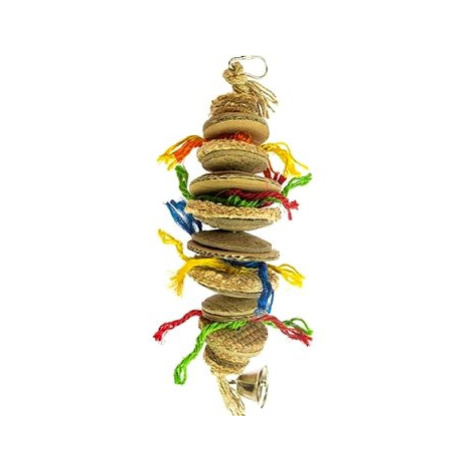 Duvo+ Závěsná barevná hračka pro exoty ze sisalu, kartónu a kokosu 23,5 × 7 × 7 cm S