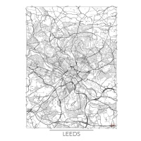 Mapa Leeds, Hubert Roguski, 30 × 40 cm