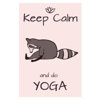 Ilustrace Hand drawn yoga raccoon with lettering, Daria Khivrenko, 26.7 × 40 cm