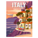 Ilustrace Retro Poster Italy, mediterranean romantic landscape,, VectorUp, 30 × 40 cm