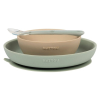 NATTOU - Set jídelní silikonový 3 ks pískovo-zelený bez BPA