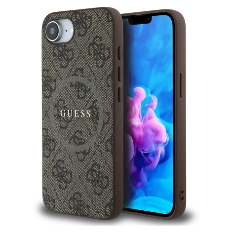 Guess PU Leather 4G Colored Ring MagSafe Zadní Kryt pro iPhone 16e/17e Brown