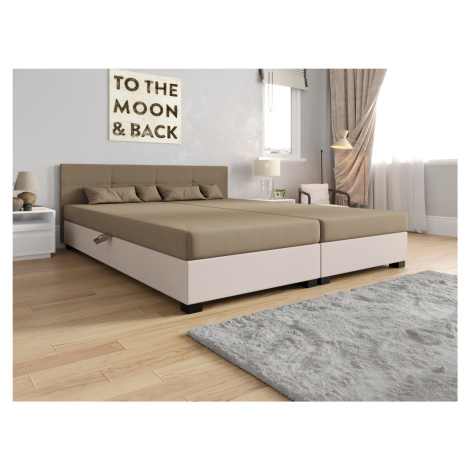 Americká postel s úložným prostorem 160x200 ROSIE 16 - světle hnědá / ecru