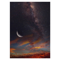 Fotografie night sky with  moon and stars, Maizal Chaniago, (30 x 40 cm)