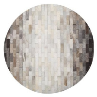 Kulatý kožený patchworkový koberec ? 140 cm hnědý a béžový DUTLAR, 236932