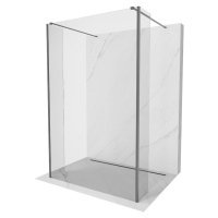 MEXEN/S Kioto Sprchová zástěna WALK-IN volněstojící 105 x 30 x 30 cm, transparent, grafit metal 