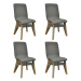 Jídelní židle 4 ks světle šedé textil a masivní dubové dřevo
