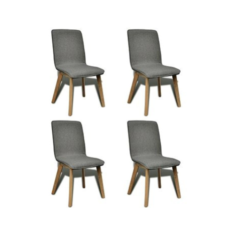Jídelní židle 4 ks světle šedé textil a masivní dubové dřevo SHUMEE